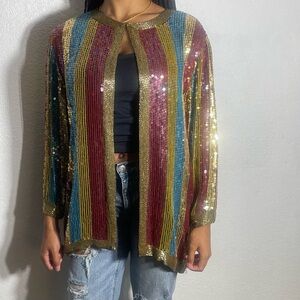Vintage 80’s sequin color block blazer